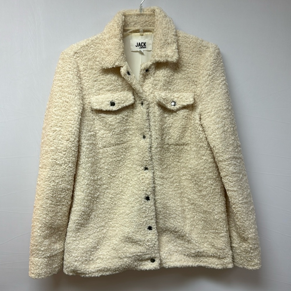 Jack by BB Dakota Teddy Sherpa Shirt Jacket Women’s Small Cream Cozy Shacket
